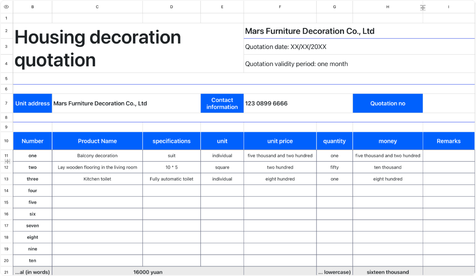 House renovation quotation 1